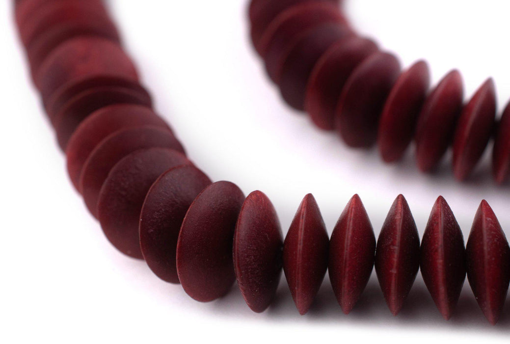 Cherry Red Saucer Natural Wood Beads (15mm) - The Bead Chest