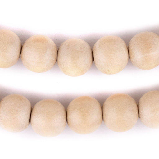 Cream Round Natural Wood Beads (14mm) - The Bead Chest