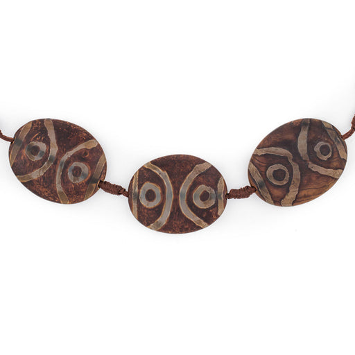 Oval-Shaped Tibetan Agate Medallion Beads (38x6mm) - The Bead Chest