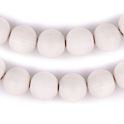 White Round Natural Wood Beads (14mm) - The Bead Chest