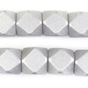Silver Diamond Cut Natural Wood Beads (17mm)