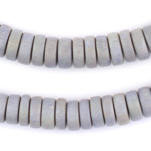 Light Grey Disk Natural Wood Beads (5x12mm) - The Bead Chest