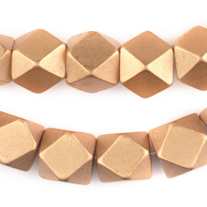Gold Diamond Cut Natural Wood Beads (17mm) - The Bead Chest