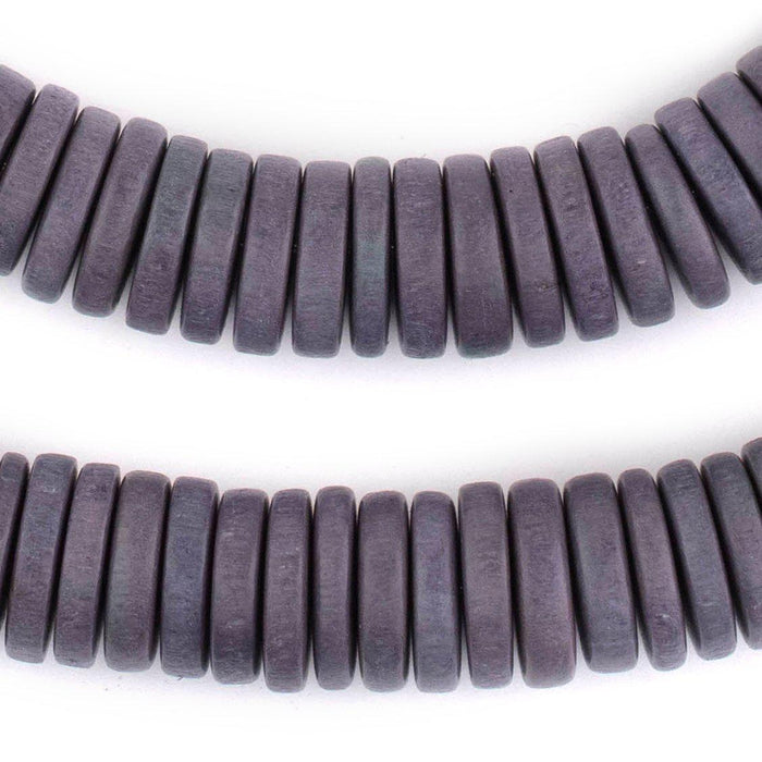 Grey Disk Natural Wood Beads (4x15mm) - The Bead Chest