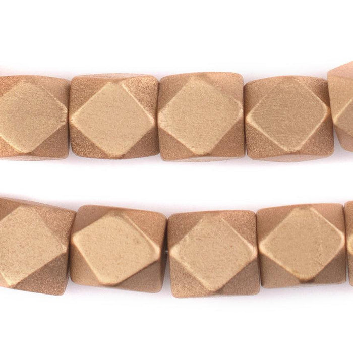 Gold Diamond Cut Natural Wood Beads (15mm) - The Bead Chest
