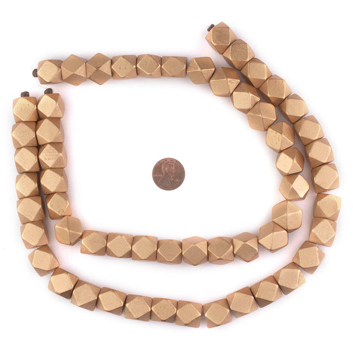 Gold Diamond Cut Natural Wood Beads (15mm) - The Bead Chest
