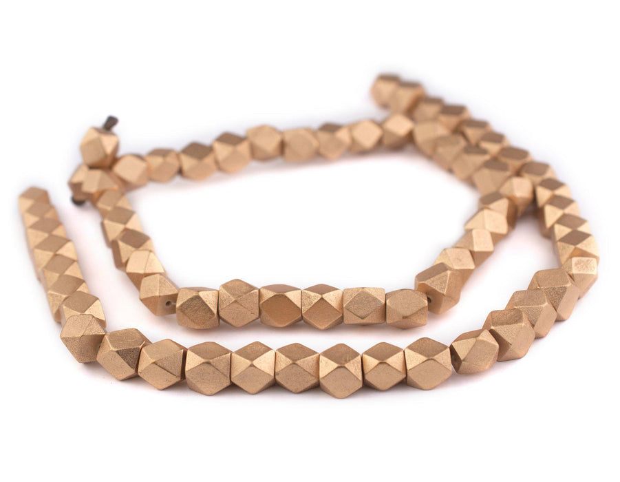 Gold Diamond Cut Natural Wood Beads (12mm) - The Bead Chest