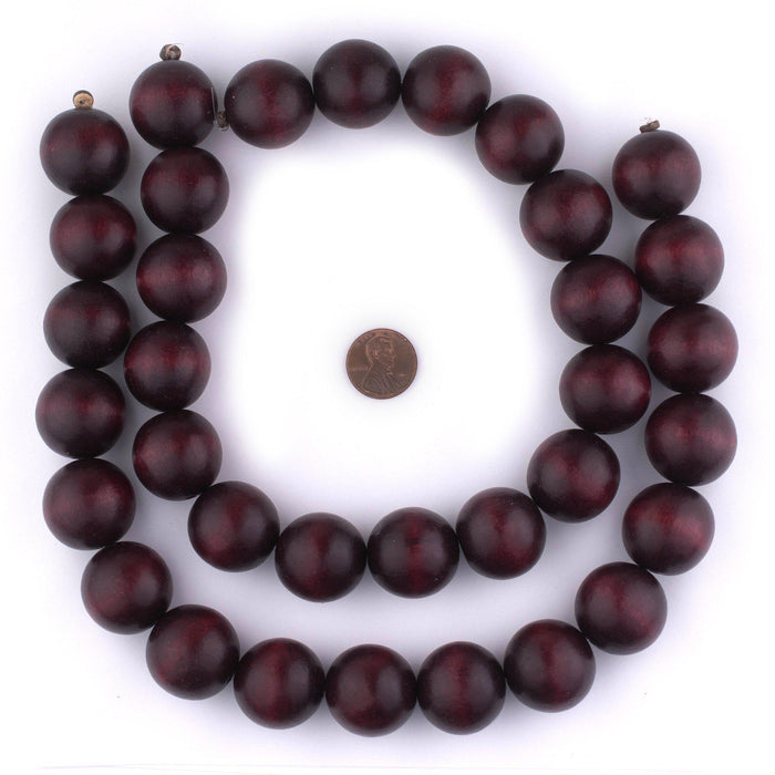 Dark Brown Round Natural Wood Beads (24mm) - The Bead Chest