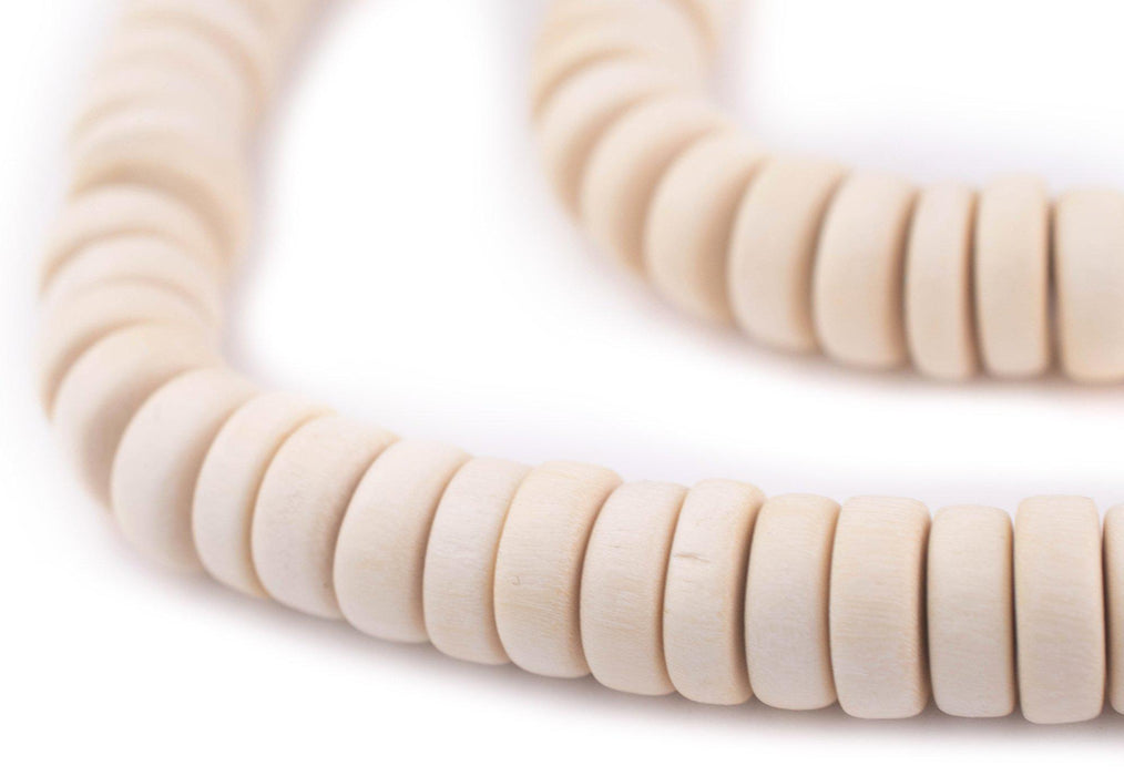 White Disk Natural Wood Beads (5x12mm) - The Bead Chest