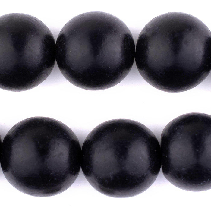 Black Round Natural Wood Beads (24mm) - The Bead Chest