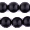 Black Round Natural Wood Beads (24mm)