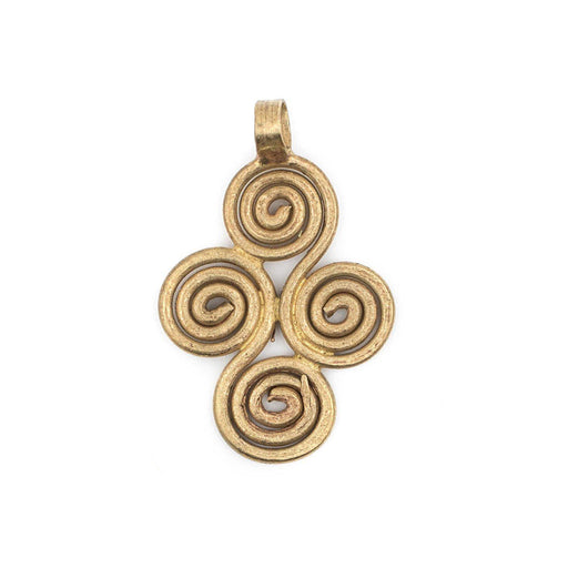 Brass Ethiopian Four Leaf Ornament Pendant (36x23mm)