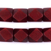 Cherry Red Diamond Cut Natural Wood Beads (17mm)