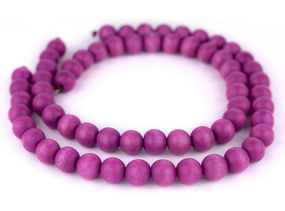 Magenta Round Natural Wood Beads (14mm) - The Bead Chest