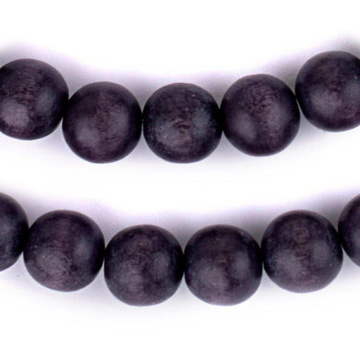 Dark Grey Round Natural Wood Beads (14mm)