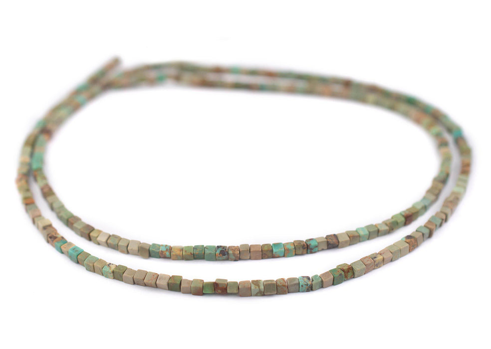 Green Turquoise Cube Beads (3mm) - The Bead Chest