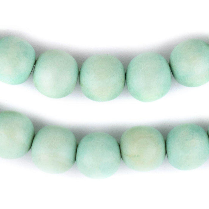 Mint Green Round Natural Wood Beads (14mm) - The Bead Chest