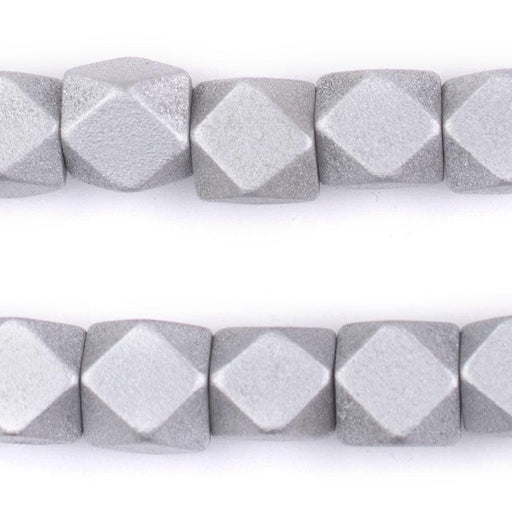 Silver Diamond Cut Natural Wood Beads (15mm) - The Bead Chest