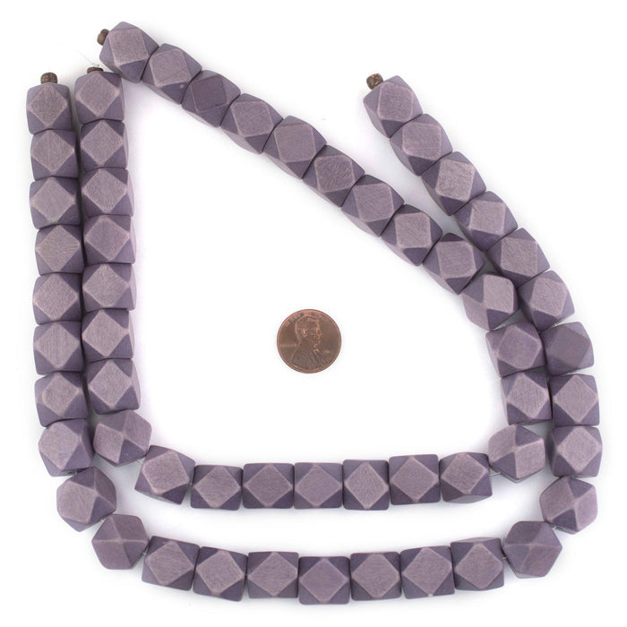 Grey Diamond Cut Natural Wood Beads (15mm) - The Bead Chest