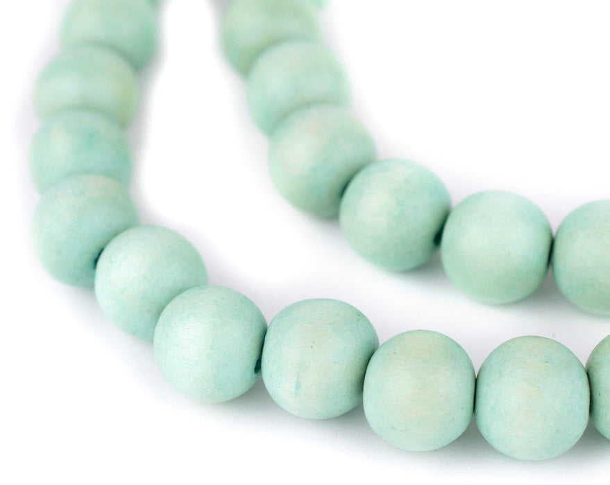 Mint Green Round Natural Wood Beads (14mm) - The Bead Chest
