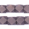 Grey Diamond Cut Natural Wood Beads (17mm)