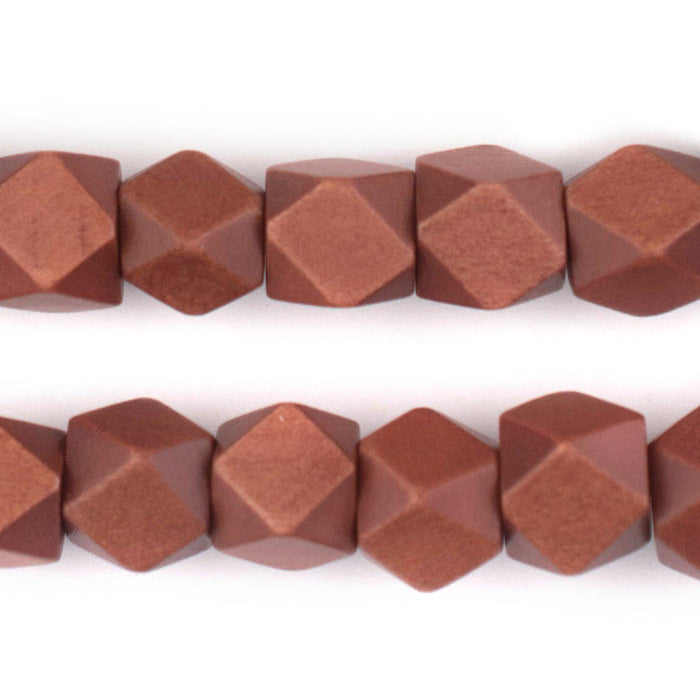 Light Brown Diamond Cut Natural Wood Beads (12mm) - The Bead Chest