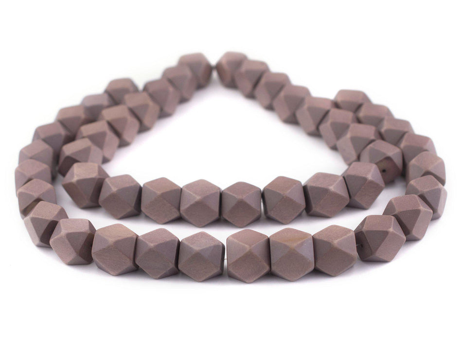 Brown Diamond Cut Natural Wood Beads (17mm) - The Bead Chest