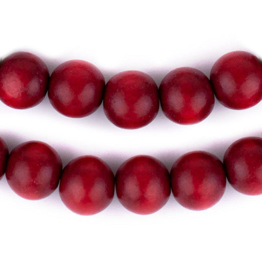 Red Round Natural Wood Beads (14mm) - The Bead Chest