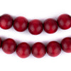 Red Round Natural Wood Beads (14mm)