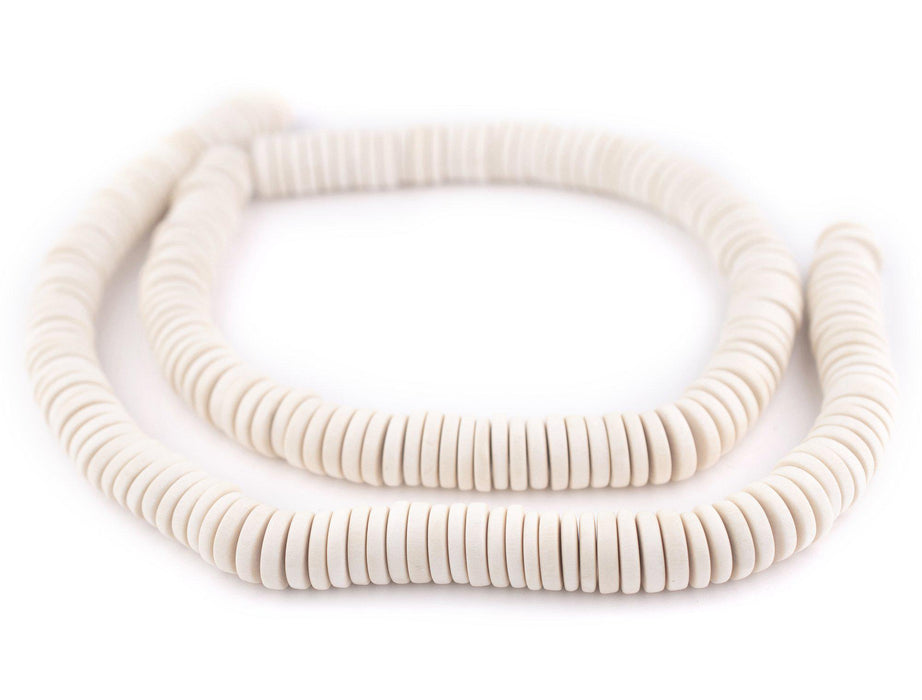 White Disk Natural Wood Beads (4x15mm) - The Bead Chest