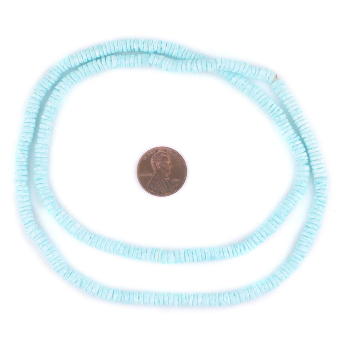 Baby Blue Sliced Shell Heishi Beads (5mm) - The Bead Chest