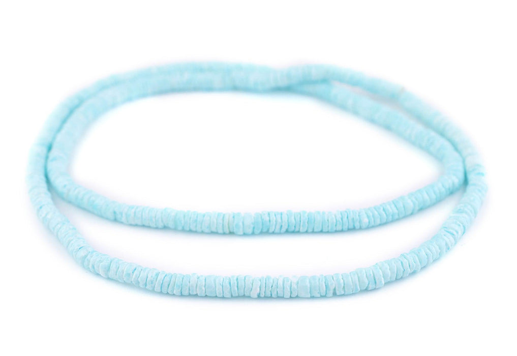 Baby Blue Sliced Shell Heishi Beads (5mm) - The Bead Chest