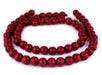 Red Round Natural Wood Beads (14mm) - The Bead Chest