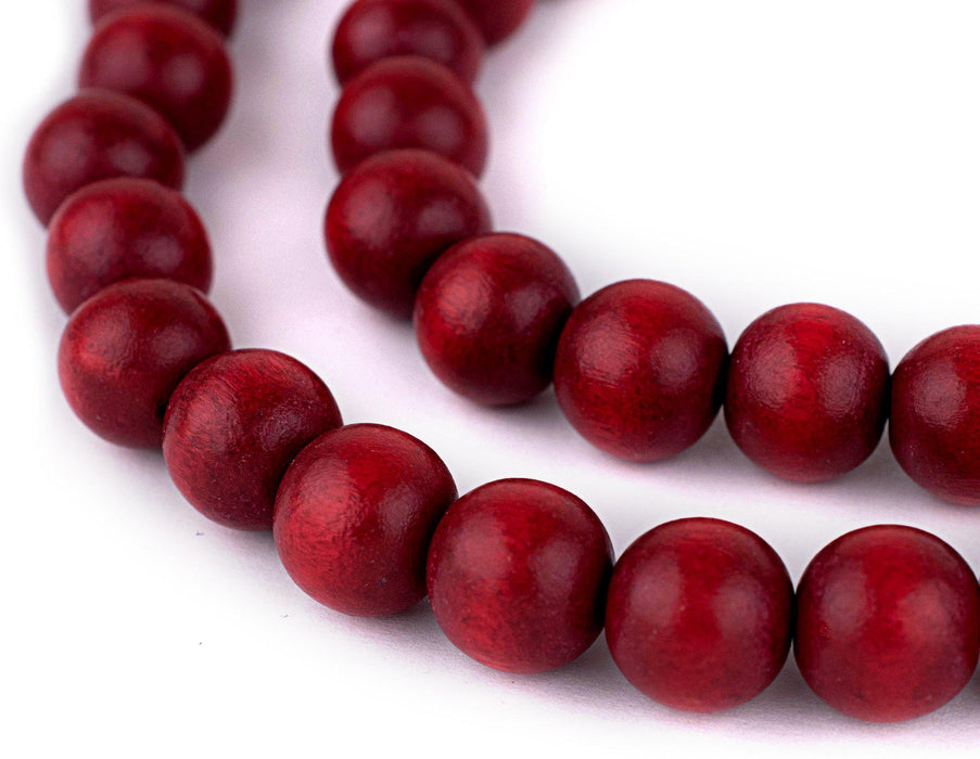 Red Round Natural Wood Beads (14mm) — The Bead Chest