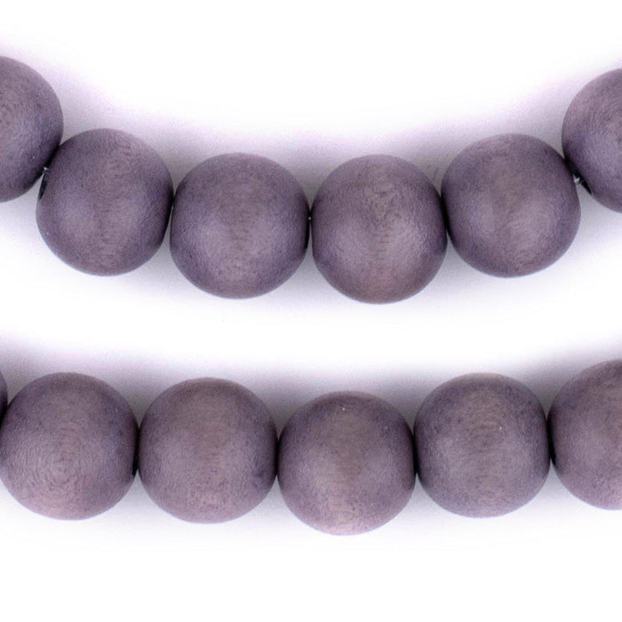 Grey Round Natural Wood Beads (14mm) - The Bead Chest