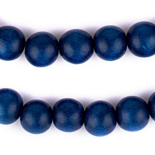 Azul Blue Round Natural Wood Beads (14mm) - The Bead Chest