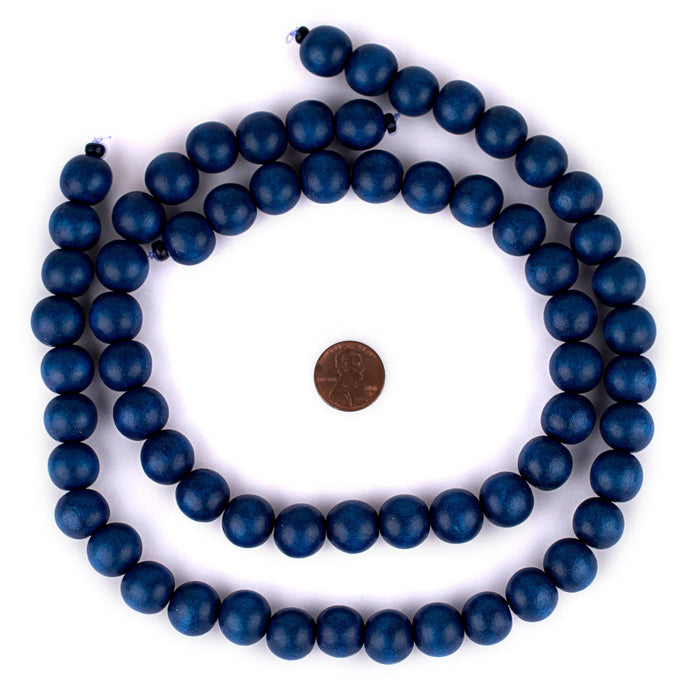 Azul Blue Round Natural Wood Beads (14mm) - The Bead Chest