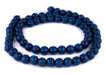 Azul Blue Round Natural Wood Beads (14mm) - The Bead Chest