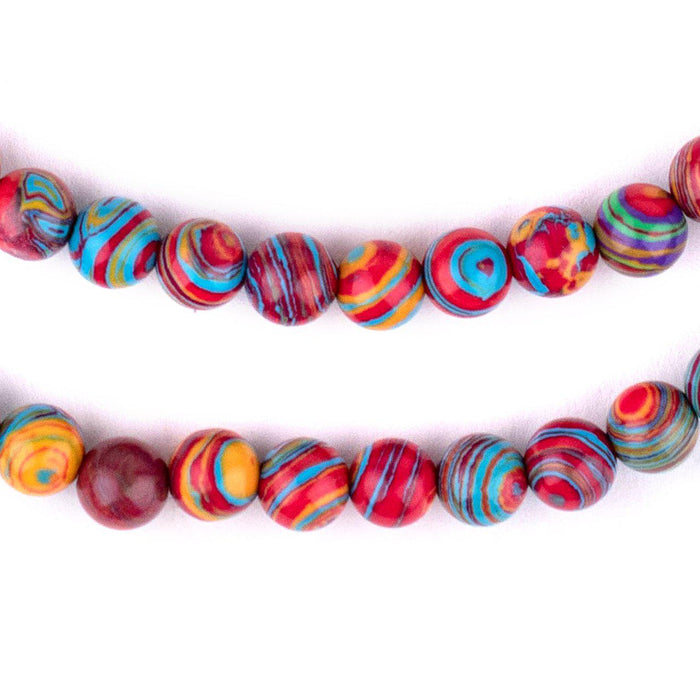 Rainbow Lace Malachite Beads (8mm) - The Bead Chest