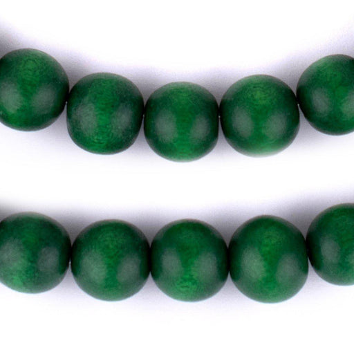 Green Round Natural Wood Beads (14mm) - The Bead Chest