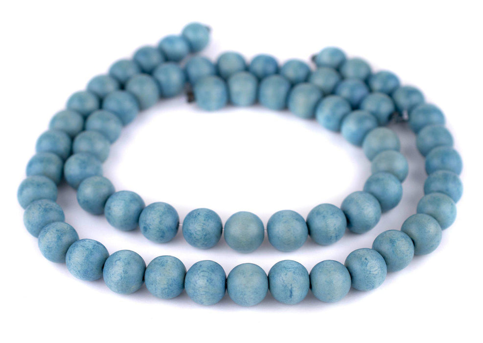 Light Blue Round Natural Wood Beads (14mm) - The Bead Chest