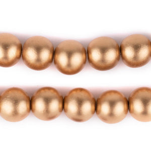 Gold Round Natural Wood Beads (14mm)