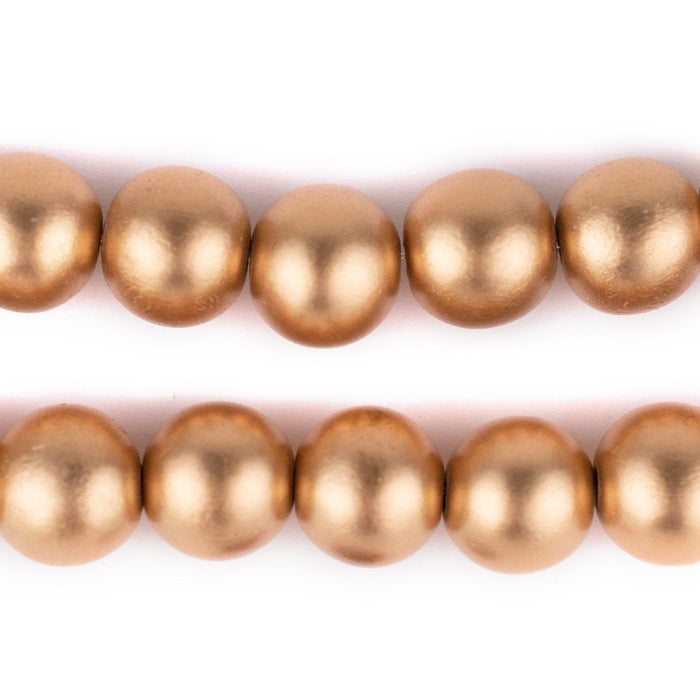 Gold Round Natural Wood Beads (14mm) - The Bead Chest