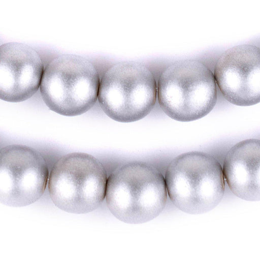 Silver Round Natural Wood Beads (14mm)