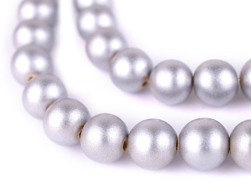 Silver Round Natural Wood Beads (14mm) - The Bead Chest