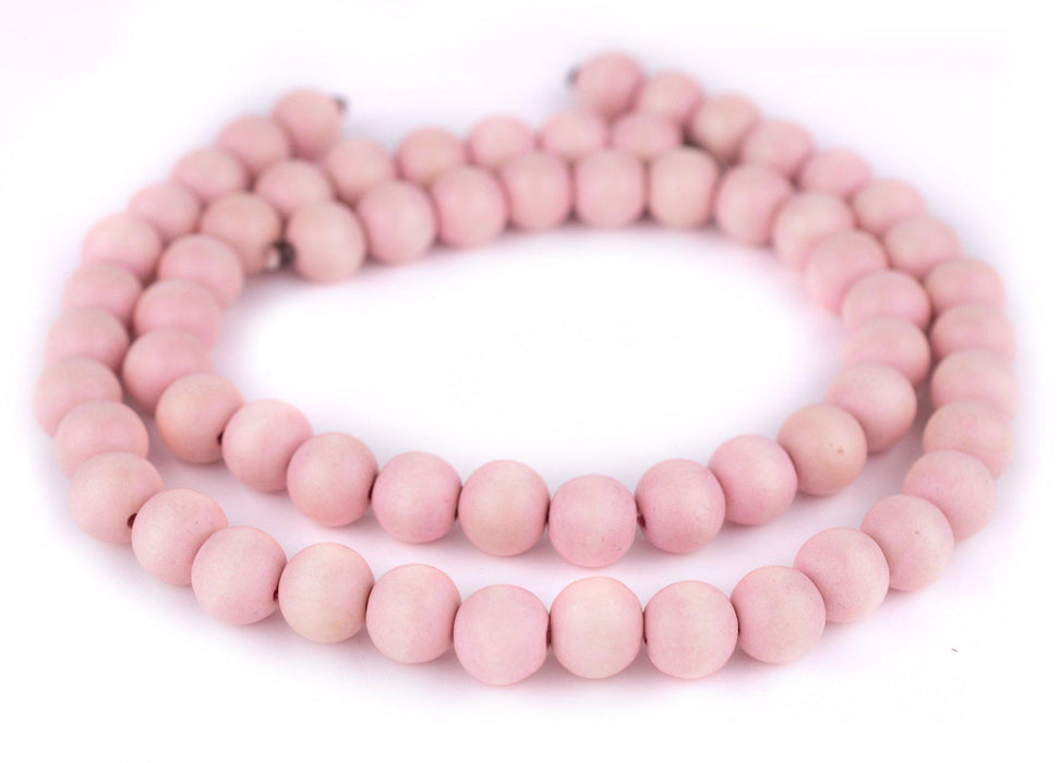 Pink Round Natural Wood Beads (14mm) - The Bead Chest