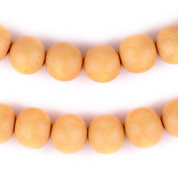 Yellow Round Natural Wood Beads (14mm) - The Bead Chest