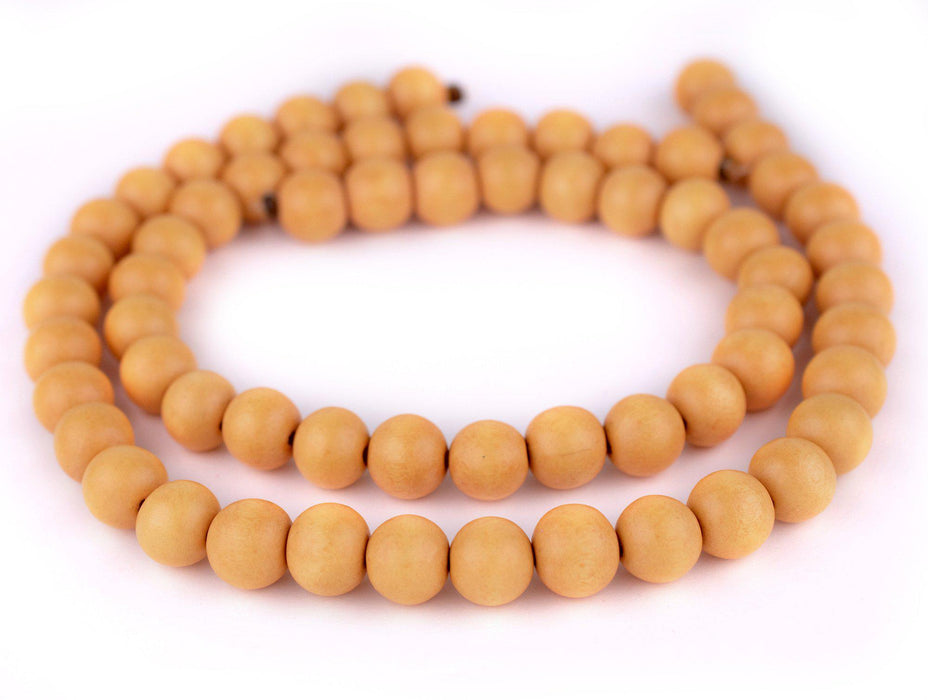 Yellow Round Natural Wood Beads (14mm) - The Bead Chest