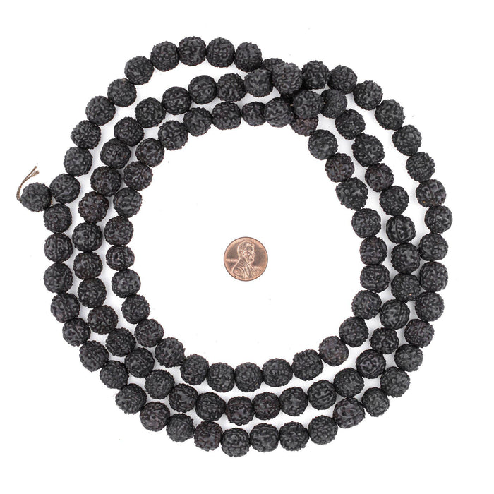 Black Rudraksha Mala Prayer Beads (12mm) - The Bead Chest