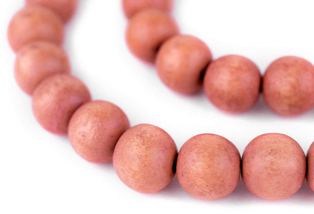 Orange Round Natural Wood Beads (14mm) - The Bead Chest